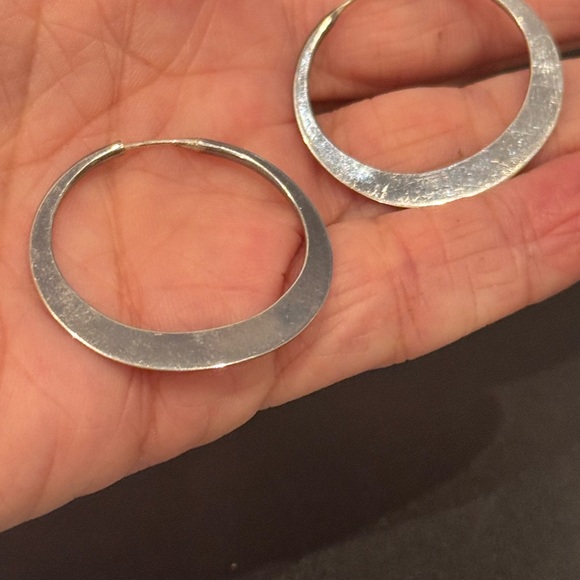 Hammered Silver Hoops! - Picture 2 of 7